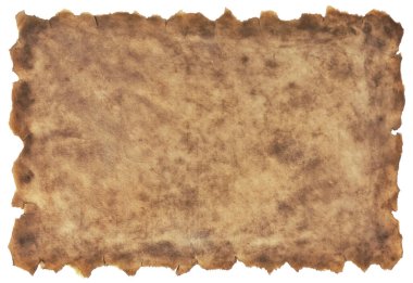 Eski parşömen kağıdı eski ya da doku beyaz arkaplanda izole edilmiş.