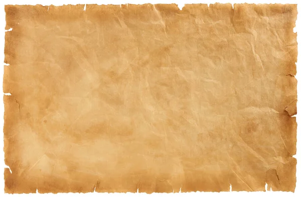 old parchment paper sheet vintage aged or texture isolated on white background.