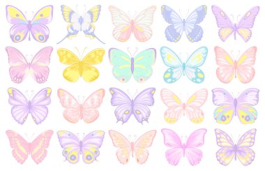 İllüstrasyon Aşk için güzel kelebek koleksiyonu Düğün günü veya düzenleme davetiye tasarımı tebrik kartı.