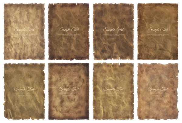 Vector Collection Set Old Parchment Paper Sheet Vintage Aged Texture — Stock Vector