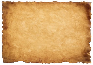 Eski parşömen kağıdı eski ya da doku beyaz arkaplanda izole edilmiş.