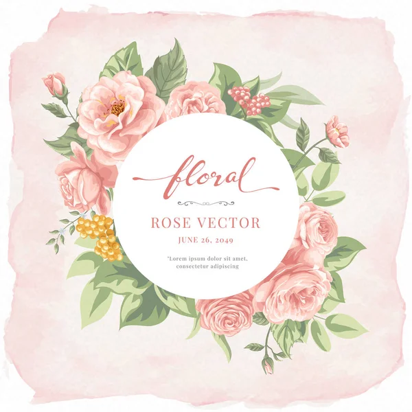 Belle Fleur Rose Feuille Botanique Illustration Numérique Peinte Pour Amour — Image vectorielle