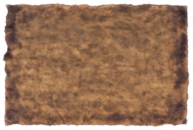 Eski parşömen kağıdı eski ya da doku beyaz arkaplanda izole edilmiş.