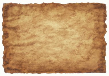 Eski parşömen kağıdı eski ya da doku beyaz arkaplanda izole edilmiş.