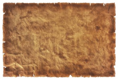 Eski parşömen kağıdı eski ya da doku beyaz arkaplanda izole edilmiş.