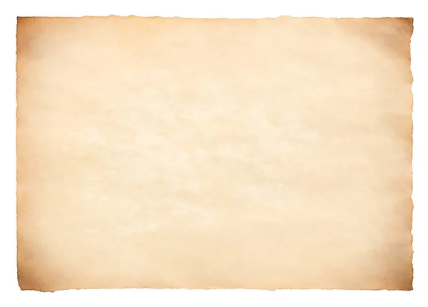 Vecchio Foglio Carta Pergamena Vintage Invecchiato Texture Isolata Sfondo Bianco — Foto Stock