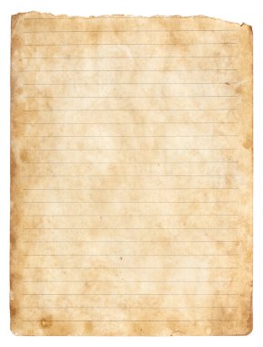 Eski parşömen kağıdı eski ya da doku beyaz arkaplanda izole edilmiş.