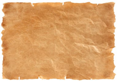 Eski parşömen kağıdı eski ya da doku beyaz arkaplanda izole edilmiş.