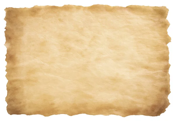 Старый Пергаментный Лист Бумаги Старинных Текстуры Изолированы Белом Фоне — стоковое фото