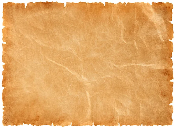 Old Parchment Paper Sheet Vintage Aged Texture Isolated White Background — Stock Photo, Image