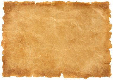 Eski parşömen kağıdı eski ya da doku beyaz arkaplanda izole edilmiş.