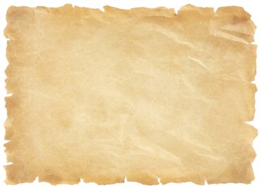 Eski parşömen kağıdı eski ya da doku beyaz arkaplanda izole edilmiş.