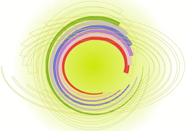 Кольорові кола в спіральному хаосі — стоковий вектор