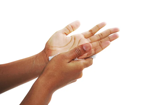 Hand Drying on Paper cloth — Stock Photo, Image