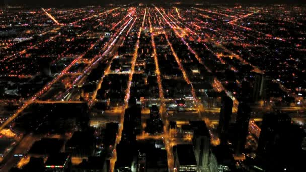 Chicago Night Aerial — Stock Video