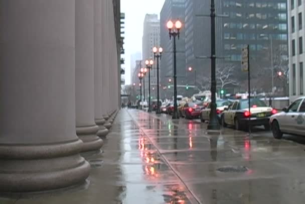 Taxi Queue Snowy City — Stock Video