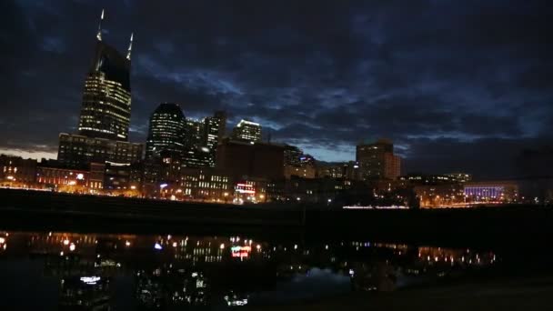 Nashville Flußseite Nacht — Stockvideo