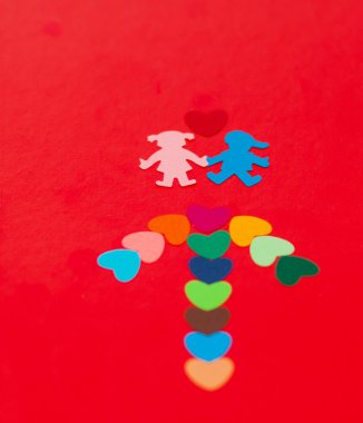 ok çok renkli kağıt ocaklar ve kağıt oğlan ve kız melek ile