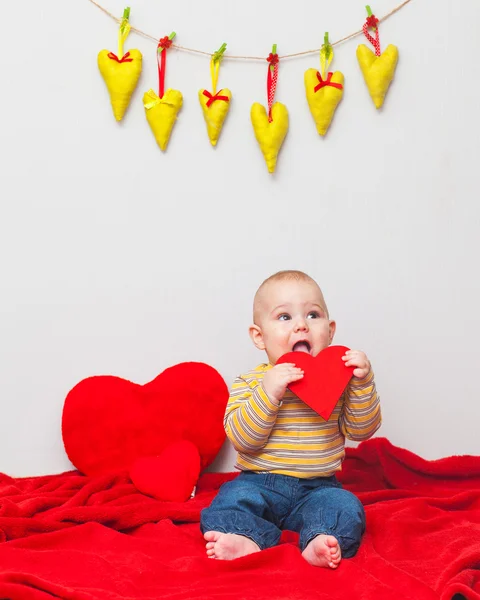Little sweet boy with heart — Stock Photo, Image