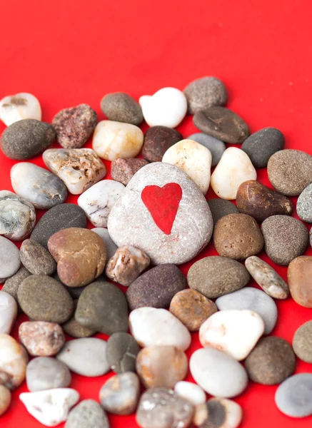 Stones painted with red heart — Stock Photo, Image