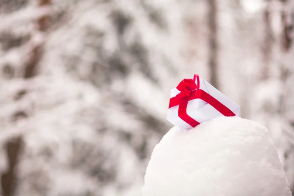 Presente en la decoración de nieve — Foto de Stock
