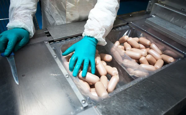 Sausage in factory — Stock Photo, Image