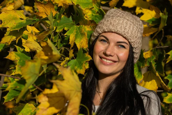 화창 한 날, 가을 숲 속의 아름다운 소녀 — 스톡 사진