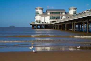Grand pier weston-super-mare steepholme ile adanın arka planda