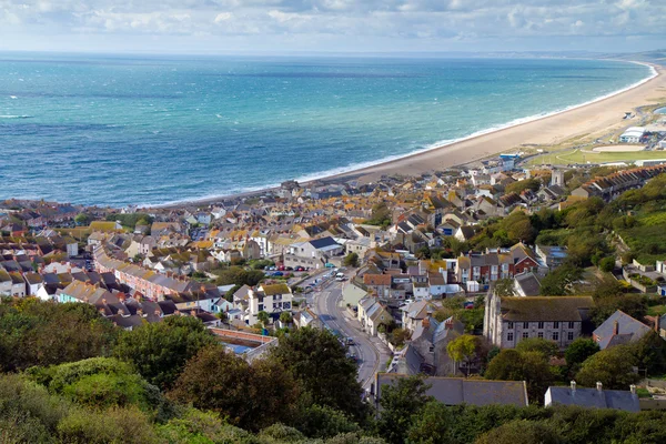 Vista sobre Portland y la playa de Chesil Dorset — Foto de Stock