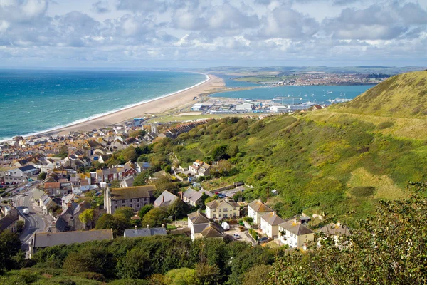 View over Portland and Chesil beach Dorset Royalty Free Stock Images