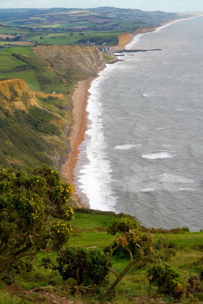 Widok na wybrzeże Dorset w kierunku zachód zatoka i chesil beach — Zdjęcie stockowe