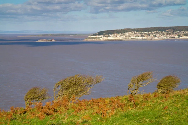 Weston-super-Mare litoral fotografado de Brean Down — Fotografia de Stock