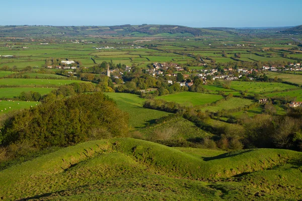 Vista desde Brent Knoll a Mendip Hills Somerset — Foto de Stock