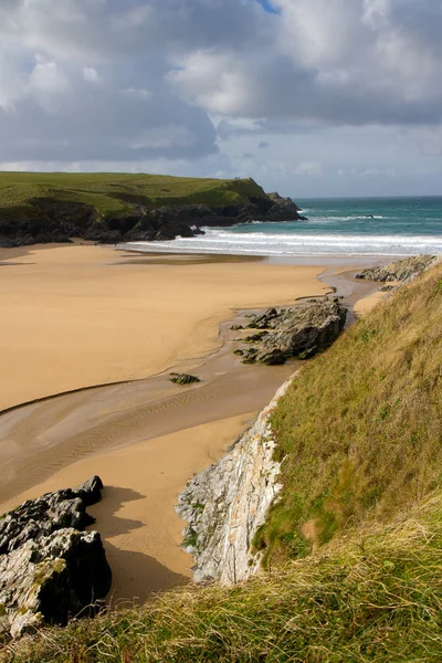 Porth joke stranden nära newquay cornwall — Stockfoto