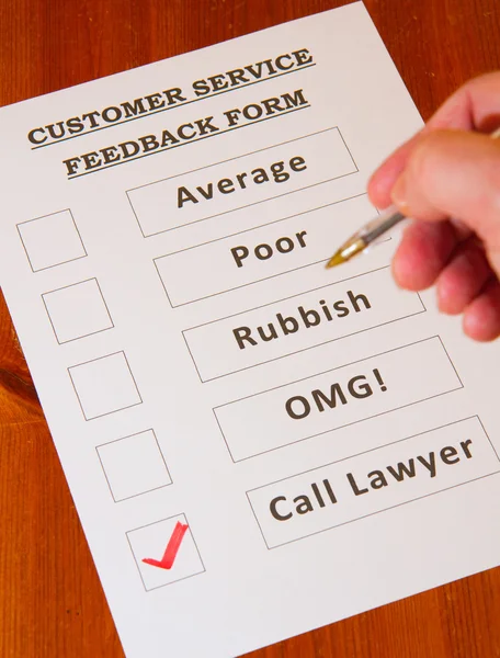 Formulário de feedback divertido de atendimento ao cliente em marrom — Fotografia de Stock