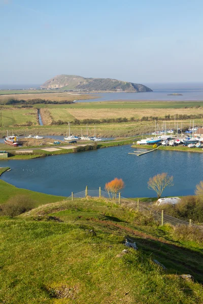 Brean aşağı ve yokuş yukarı tekne yarda somerset uphill kilise weston-super-mare — Stok fotoğraf