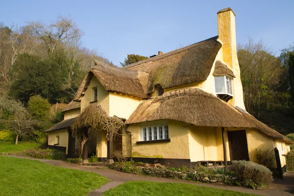 Engelse rieten cottage selworthy somerset — Stockfoto