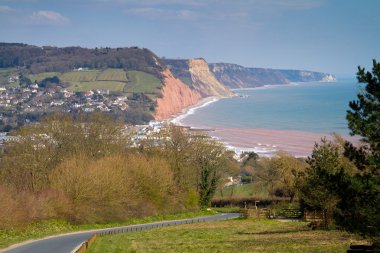 sidmouth ve kıyı şeridi devon İngiltere'nin görünümü