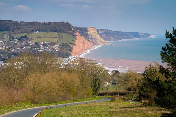 Sidmouth ve kıyı şeridi devon İngiltere'nin görünümü — Stok fotoğraf