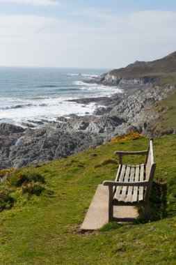 Woolacombe koy plaj ve sahil devon İngiltere morte noktaya doğru görüntüleme