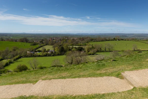 View from Glastonbury Tor Hill Somerset England — Stock Photo, Image