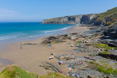 trebarwith strand beach cornwall yakınındaki tintagel İngiltere İngiltere