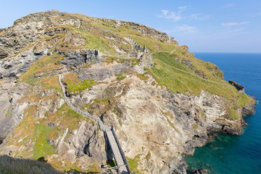 tintagel Adası cornwall İngiltere norman kale bir parçası olduğu