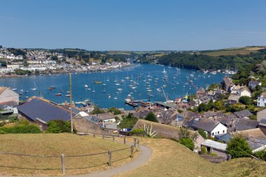 Fowey Cornwall from Polruan England near St Austell on a beautiful summer day clipart