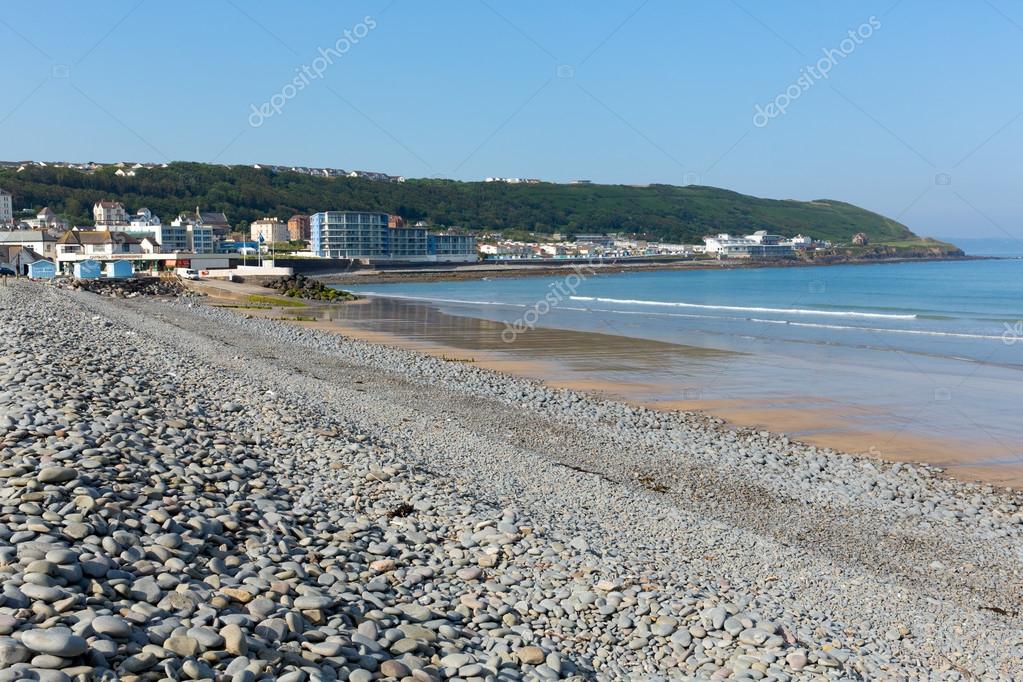 Westward Ho beach and coast Devon England. Stock Photo by