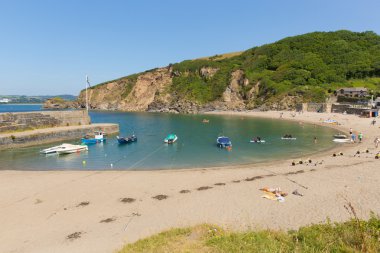 polkerris kumlu plaj cornwall İngiltere yakın st austell ve güzel bir yaz gününde par
