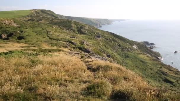 North Cornwall coast at Strangles near Crackington Haven between Bude and Tintagel England UK — Stock Video
