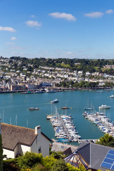 Dartmouth Devon and boats on Dart River from Kingswear — Stock Photo, Image