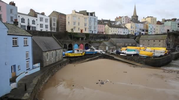 Tenby haven pembrokeshire in wales — Stockvideo