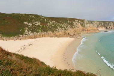 porthcurno plaj cornwall İngiltere İngiltere tarafından minack Tiyatrosu, sonbahar renkleri